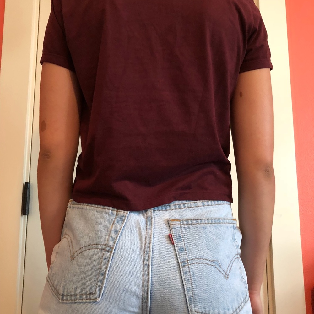 maroon suede tshirt